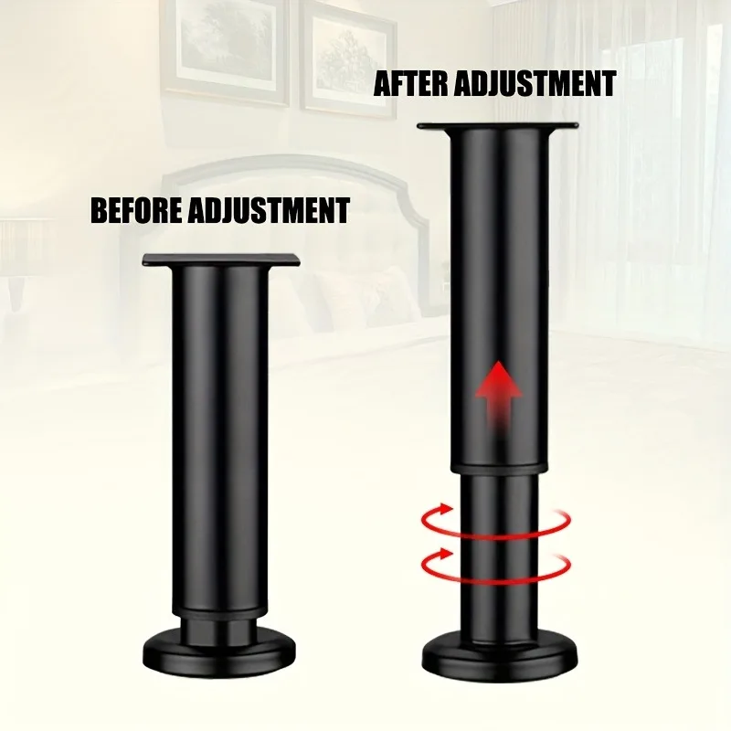 2-Piece Set of Adjustable Furniture Legs, Multifunctional Telescopic Legs with Rubber Base, Non-Slip and Durable, Suitable for Various Cabinets, Sofas, Computer Desks, Beds, and DIY Furniture, Heavy-D image 6