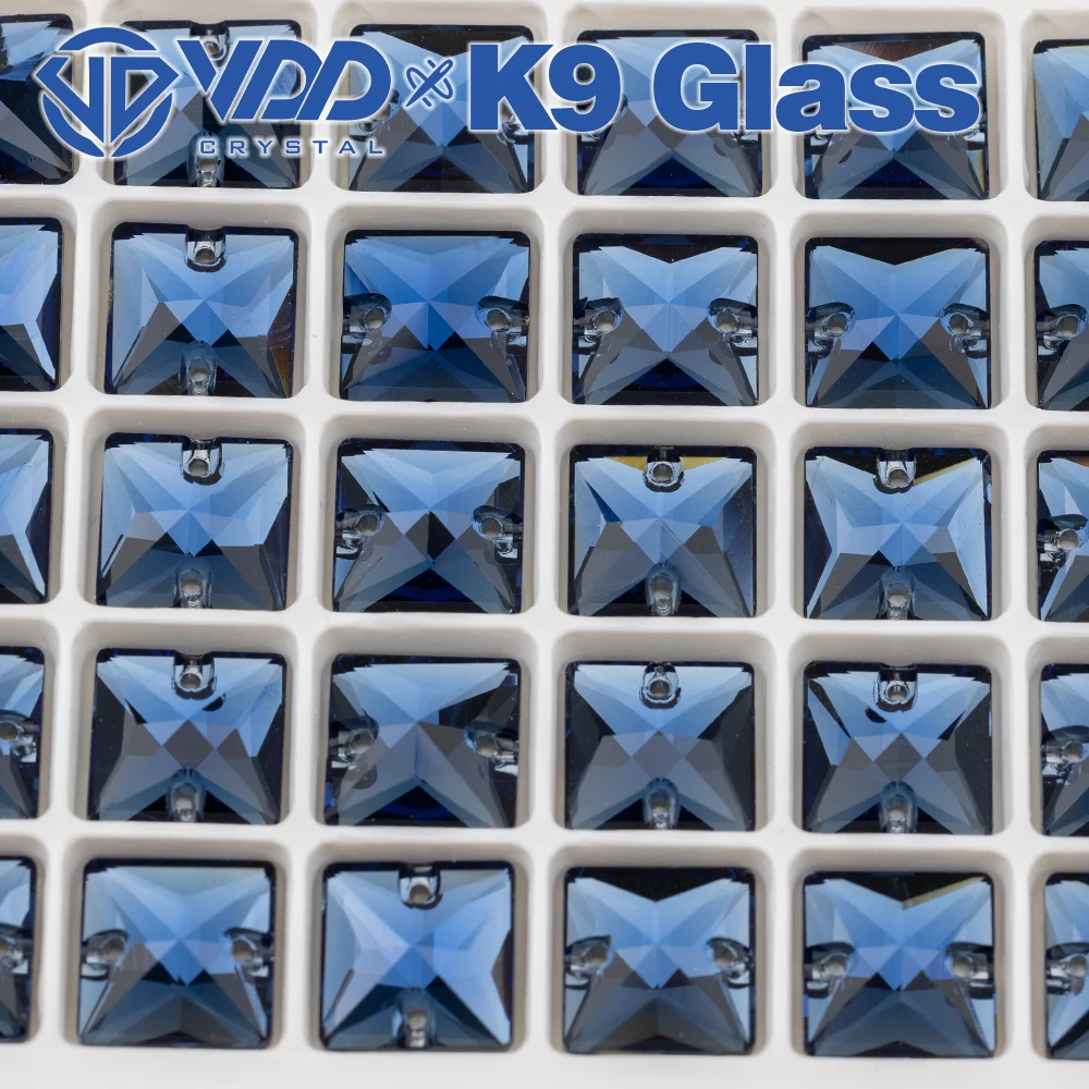 VDD S119 Montana Square Hochwertige K9-Glas-Applikationssteine zum Aufnähen, flache Kristall-Strasssteine zum Nähen für Bekleidungsdekorationen – Detail 6
