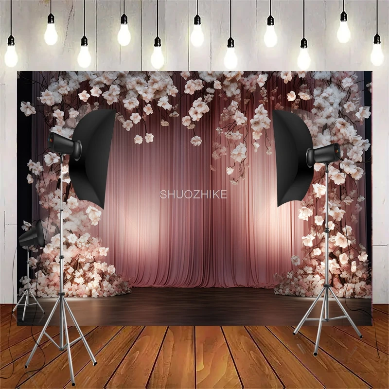 

Bouquet Wedding Ceremony Stage Fantasy Photography Backdrop Props Anniversary Archway With Flowers Photo Studio Background HL-17