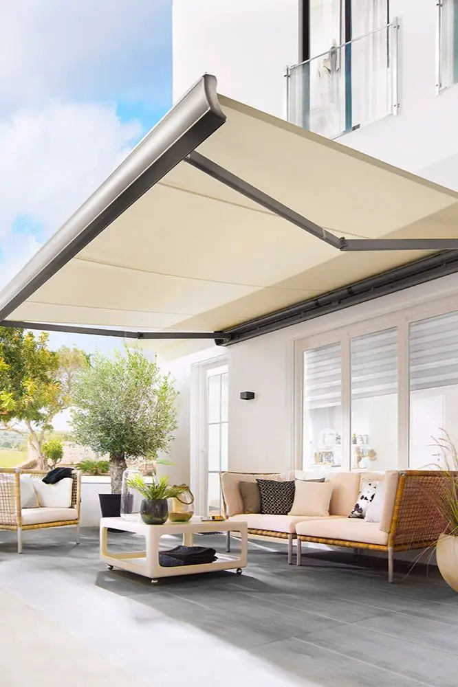 Modern Luxury Retractable Awning Motorized Patio Folding Arm Awning Electric Full Cassette Awnings Garden Building Sunshade