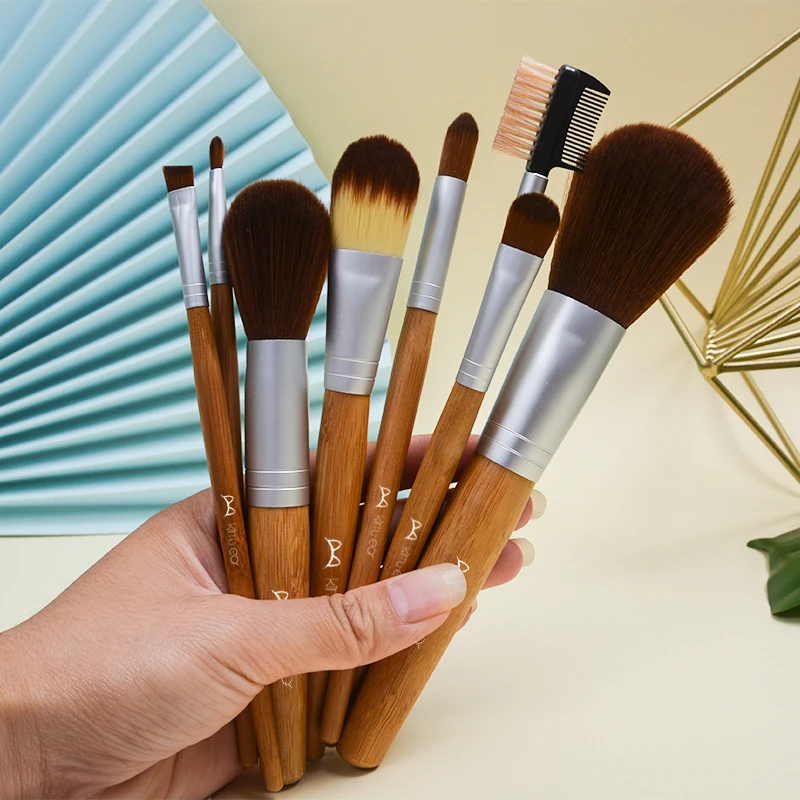 Makeup brush set 8 pieces foundation loose powder eye shadow eyebrow brush solid wood brush handle high quality beginners