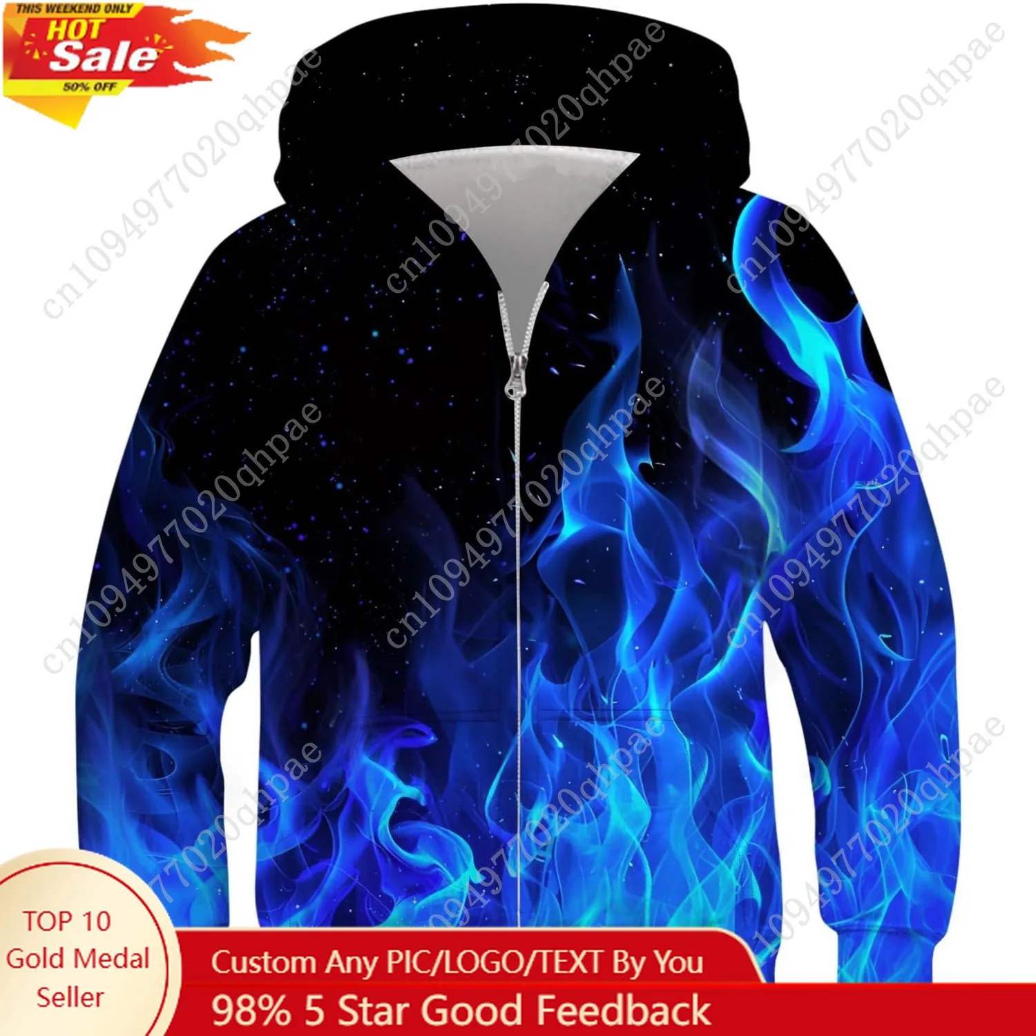 

TUONROAD 6-14T Boys Girls Zip Up Hoodies Sweatshirts 3D Printed Cool Pullover with Pockets