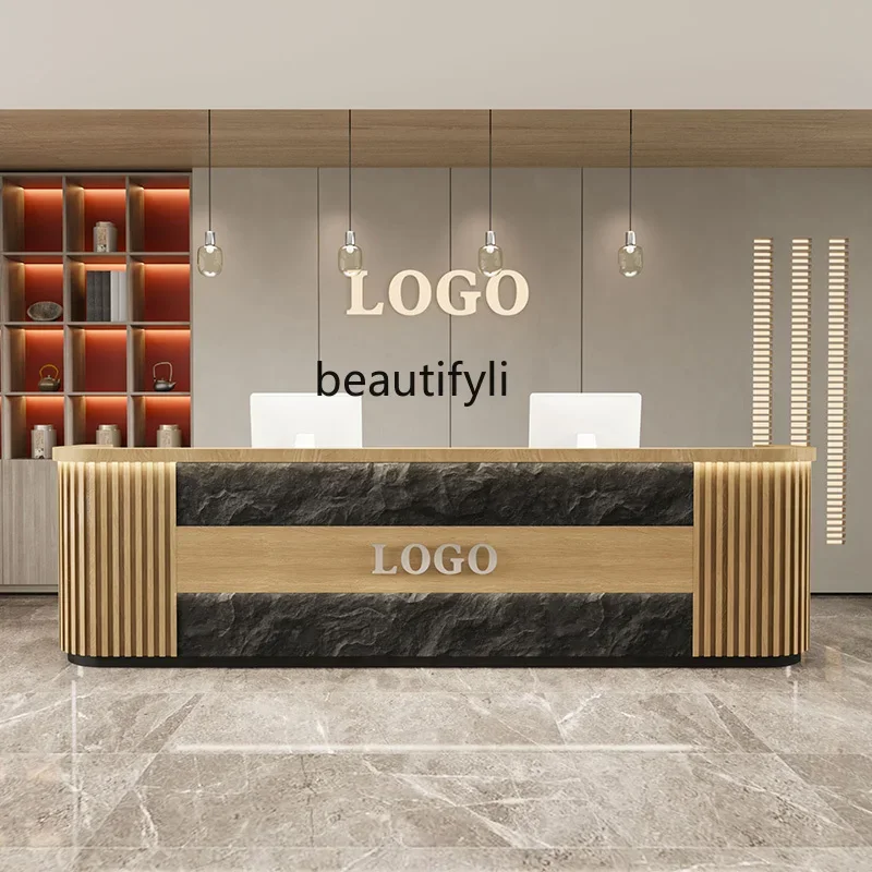 Retro art multi-functional bar counter High-end atmosphere Cashier Chinese imitation stone reception desk, nostalgic counter