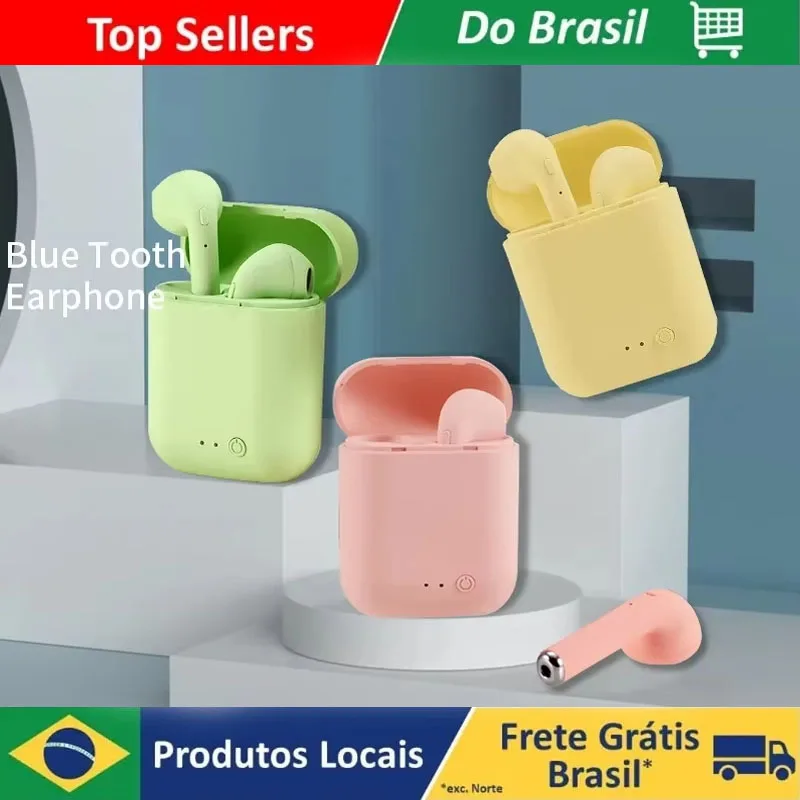 Fone de Ouvido Bluetooth Esportivo Binaural Sem Fio I12tws Bluetooth 5.0 Brasil Macaron