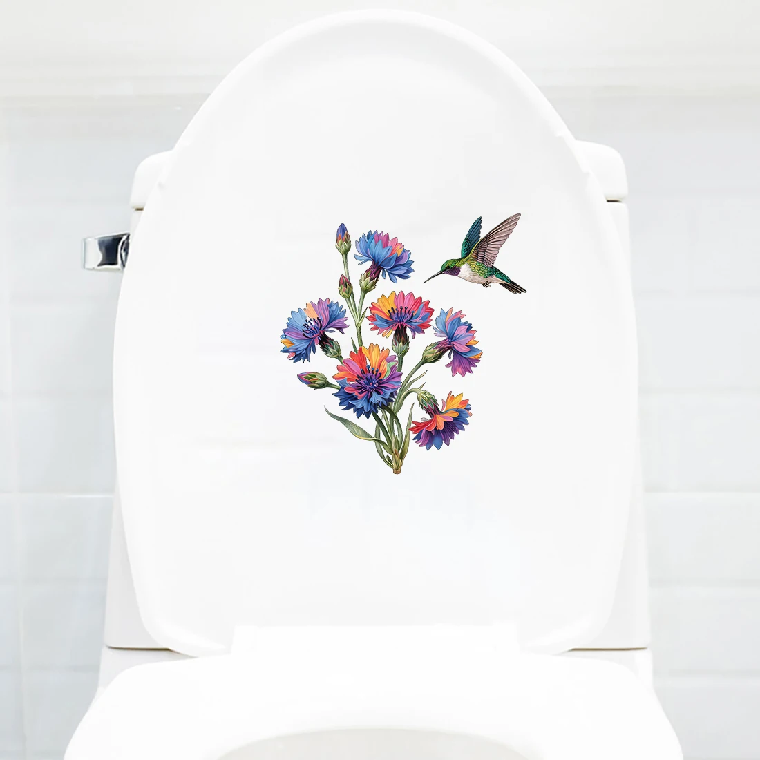 Three Ratels CFN24 Beautiful Cornflower and Emerald Bird Art Wall Stickers for Home Decoration
