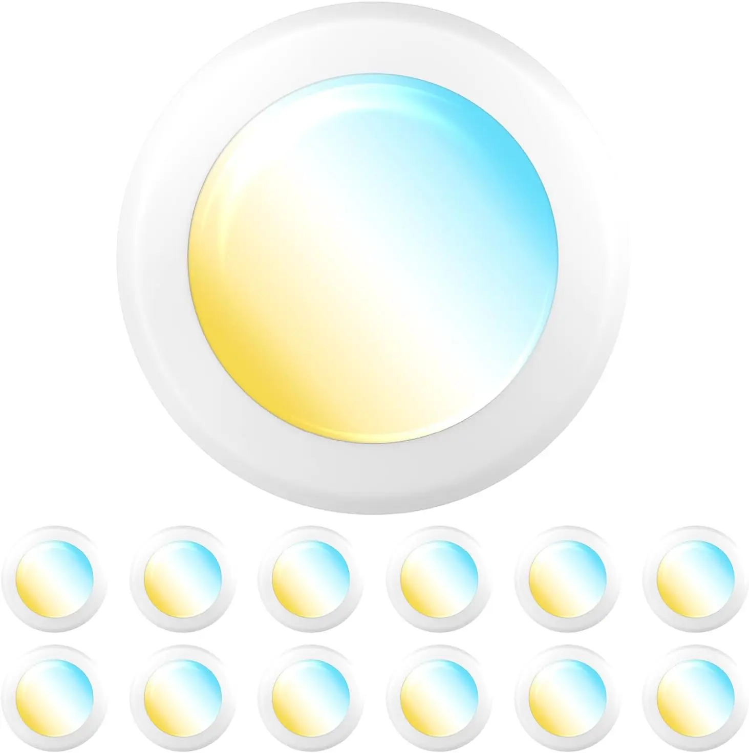 

12 Pack LED Disc Lights, 6 Inch Flush Mount, Recessed Can Lighting, 1050 LM, Dimmable, Selectable CCT 3000K-6500K