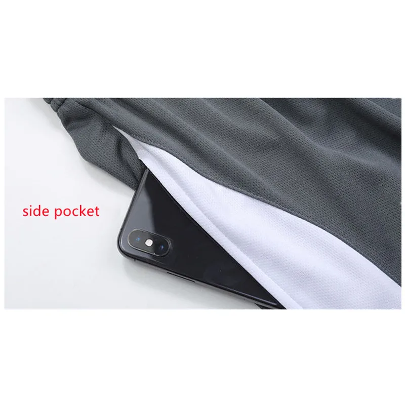 Men\'s Workout Clothes Athletic Shorts Shirt Set for Basketball Football Exercise Training Unisex Sport Shirt Top+ Pocket Short