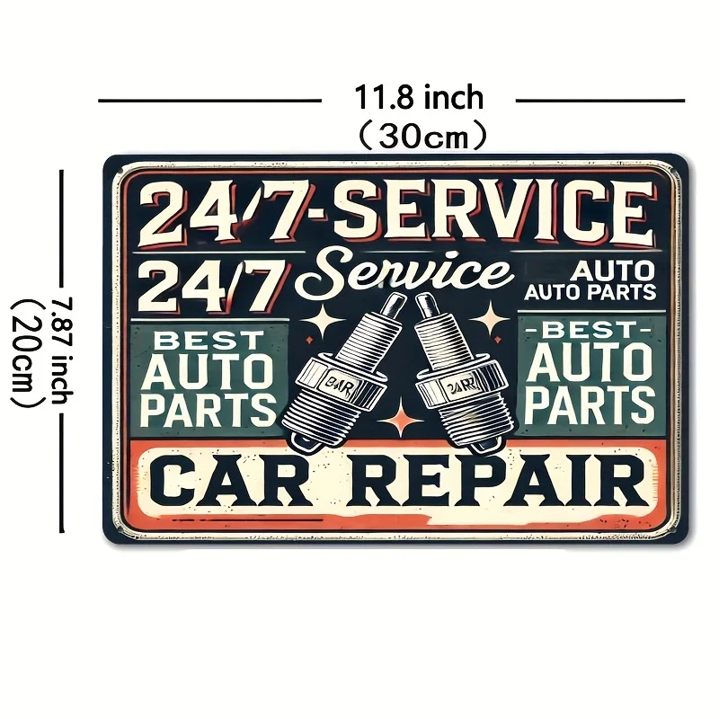 Vintage Car Service Metal Wall Art Sign 