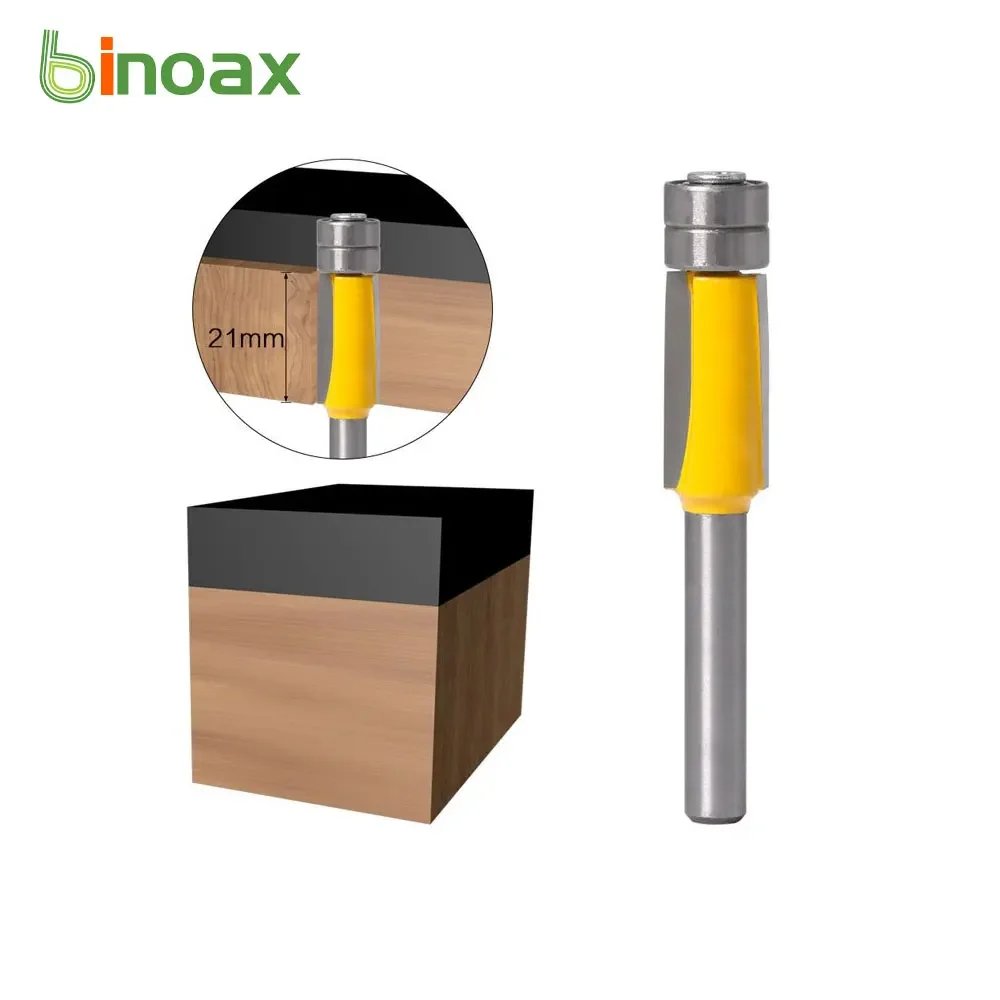 Binoax Flush Trim Router Bit Double Bearing Template Pattern Bit Tungsten Carbide 6MM Shank Milling Cutter for Wood CNC