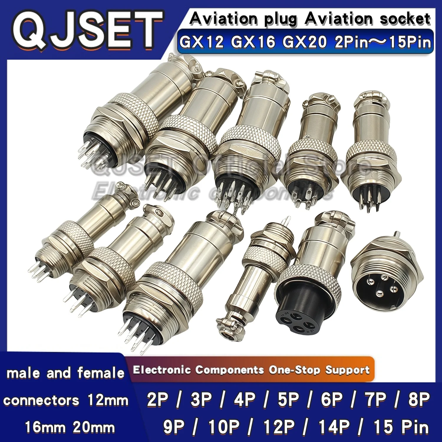 1 set GX12 GX16 GX20 2 3 4 5 6 7 8 9 10 12 14 15  pin aviation plug and socket Waterproof round male and female cable connectors