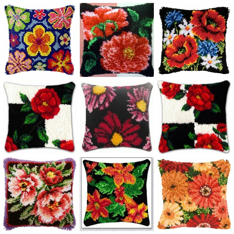 Parche bordado DIY gancho pestillo Smyrna almohada decorativa - imagen 3