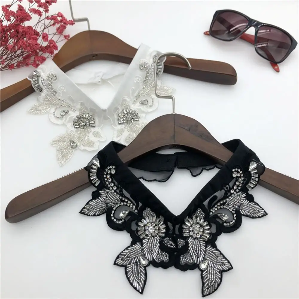 

Fashion White Black Pearl Fake Collar Removable Lapel Detachable Collar Neckline Faux Col Shirt False Collar Women