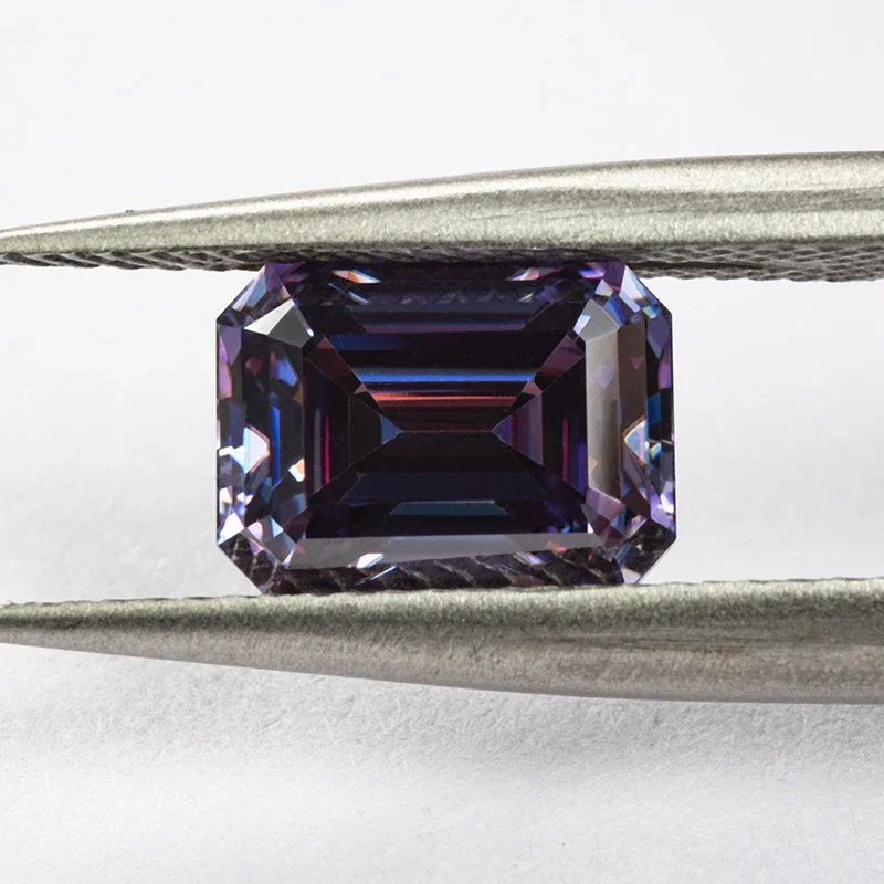 Moissanit, Smaragdschliff, kaiserliche Lila-Farbe, DIY-Charms, Ring, Halskette, Ohrringe, Hauptmaterialien, extrem glänzend, Qualitätssiegel. – Detail 5
