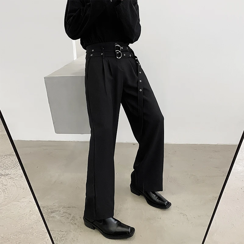 Male Retro High-waist Chic Small Suit Trousers Men's 2025 Four-season Wear Loose Comfort Straight Wide-leg Trousers Trendy Pants