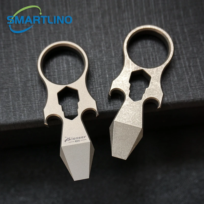 Portable Titanium Alloy Self Defense Crowbar Bottle Opener Hexagon Wrench Multi-tools Keychain Outdoor Camping Survival Gear