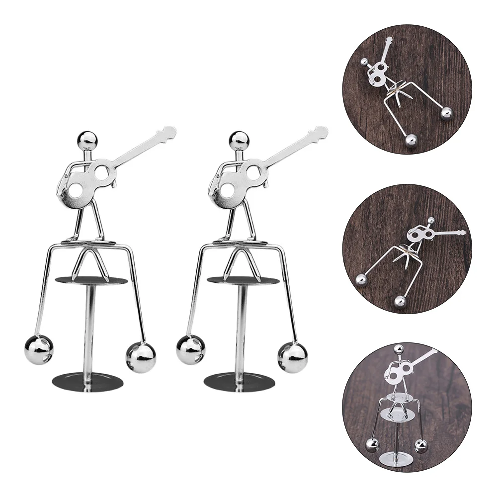 

2 pcs Balance Ball Ornament Metal Guitar Man Physics Balancing For Home Desktop Decor Creative Educational Game