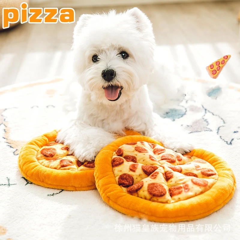 Plush Dog Toy Doughnut Pizza Shape Pet Squeaky Toys for Small Large Dogs Cleaning Teeth Puppy Chew Sound Toy Pet Supplies