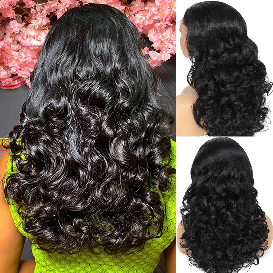 

100% Raw Donor Human Hair Double Drawn Bouncy Loose Wave 13x4 Lace Frontal Wig Ombre 250 Density Brazilian Body Wave HD Lace Wig