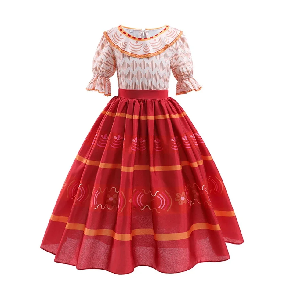 Encanto Sommer-Cosplay-Kleid mit Accessoires für Mädchen, Feenprinzessinnenkleid, Kindergeburtstagsgeschenk, Auftritts-Kostüm, Karnevalsparty – Detail 2