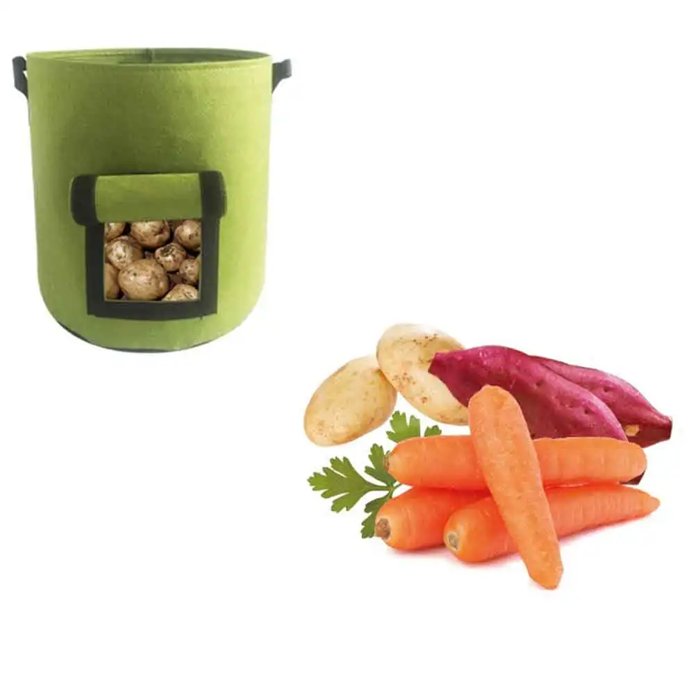 

1pc Thickening Grow Bags Heavy Duty Nonwoven Planting Bag 26L Green Durable Breathable Portable Potato Bag For Indoor Outdoor