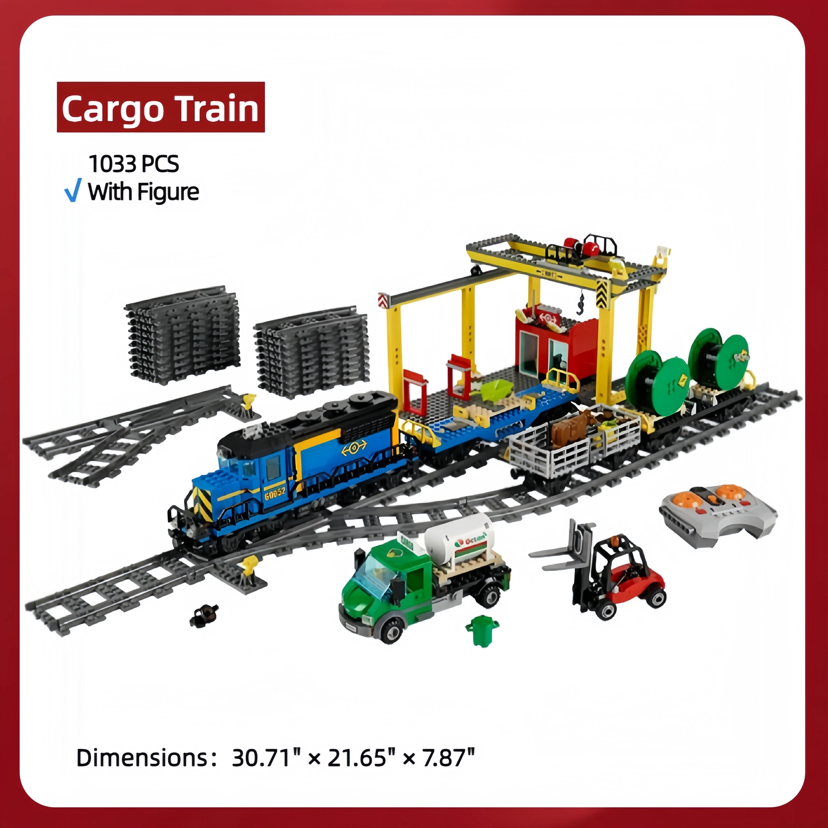 

RC Cargo Train Set 1033 PCS Remote Control Building Blocks with Figures Trucks Tracks Educational Toys for Kids