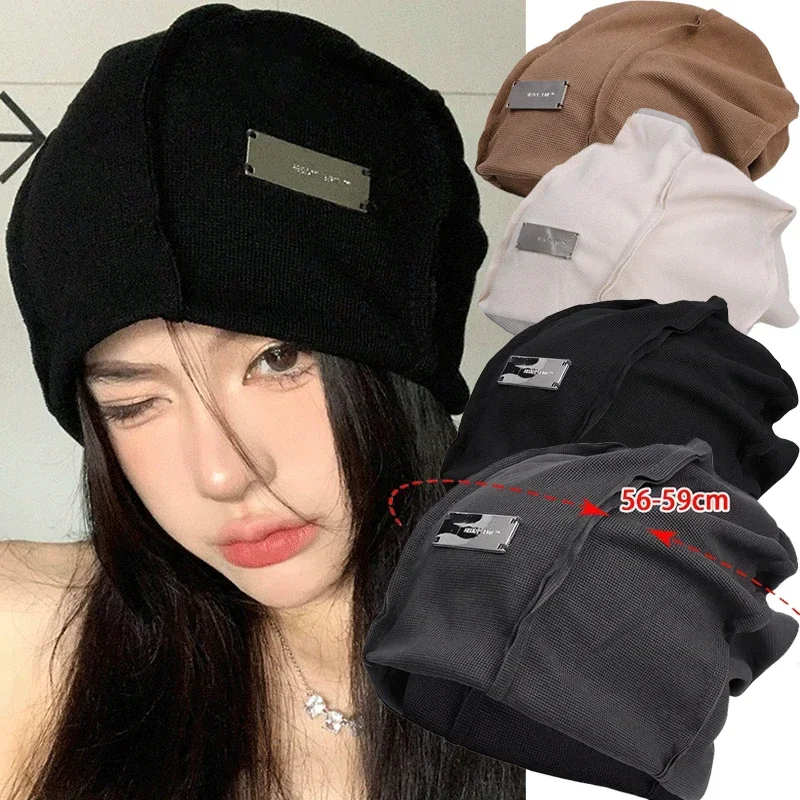 2024 Women Autumn Winter Basin Cap Knit Hat Girls Woolen Caps Knitted Warm Letters Pile Hat Girls Dome Hats Pullover Boys Cap