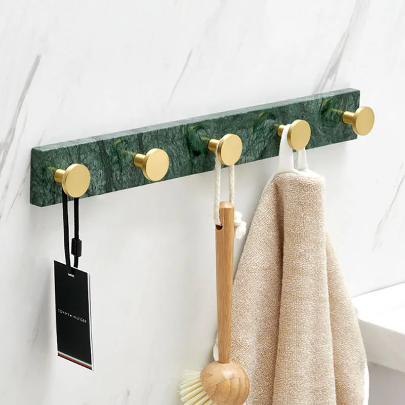 Marble Bathroom Hooks Bathroom Luxury Towel Rack White/Green/Black Robe Hook Hanger Holder Clothes Hook Bathroom Hardware Set