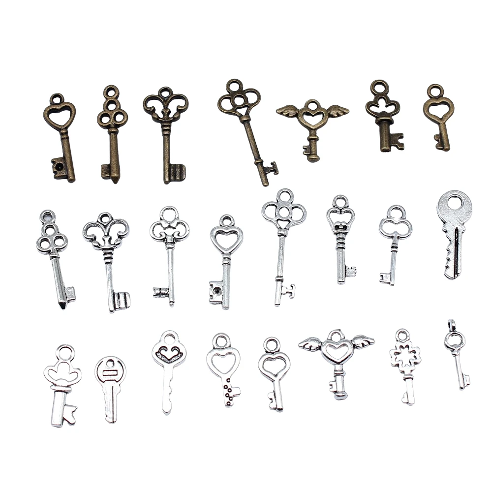 40pcs Cute Small Key Charms For Jewelry Making DIY Crafts Making Findings Handmade Tibetan Jewelry