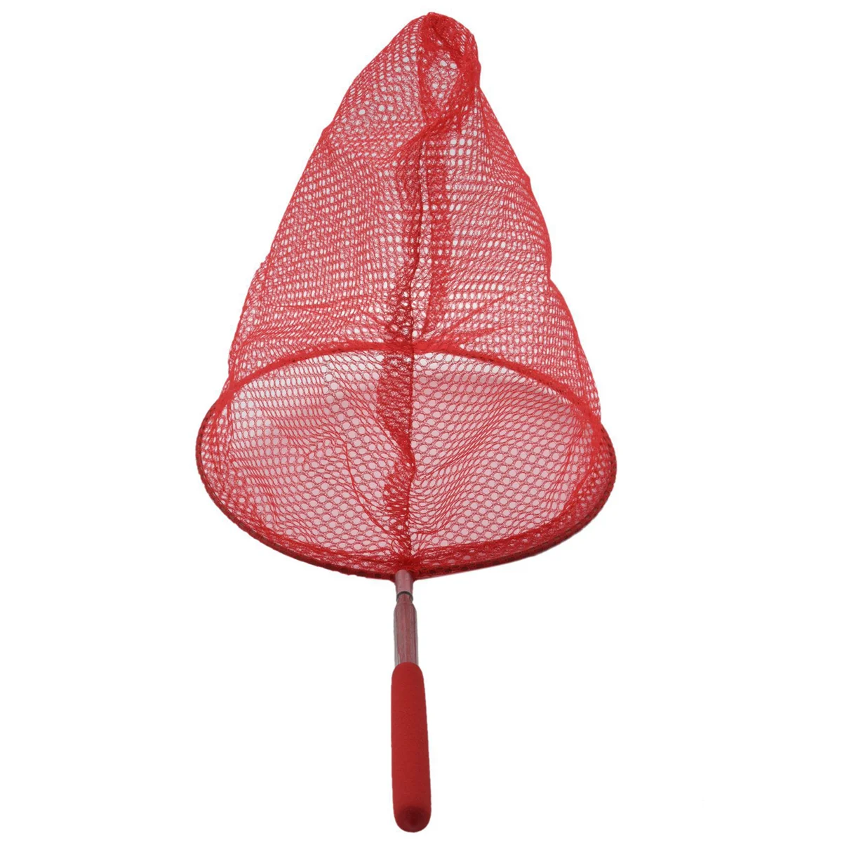 A72Z 3X extérieur attraper papillon filet filet de pêche sac en acier inoxydable télescopique filet de pêche outil rouge