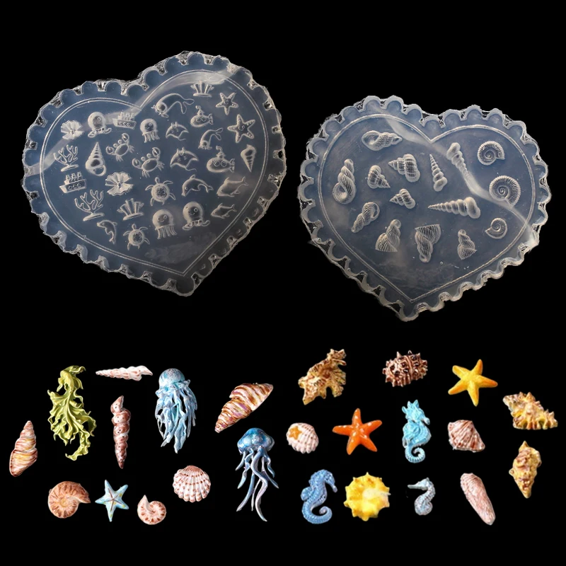 1Pcs 3D Acrylic Nails Mold Tulip Sea Shell Jellyfish Goldfish Starfish Nail Decorations DIY Silicone Manicure Mold Nail Art Mold