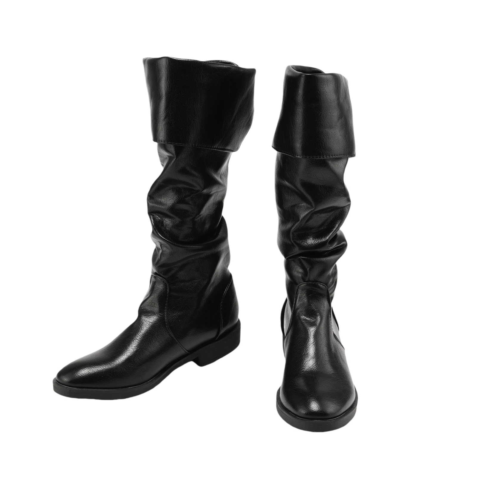 Renaissance Mittelalterliche Ritter-Piratenstiefel im Western-Stil, Schwarze Flache Jazz-Stiefel, Unisex, zum Anziehen, Wadenlang, Gothic Cosplay Schuhe 2026 – Detail 6