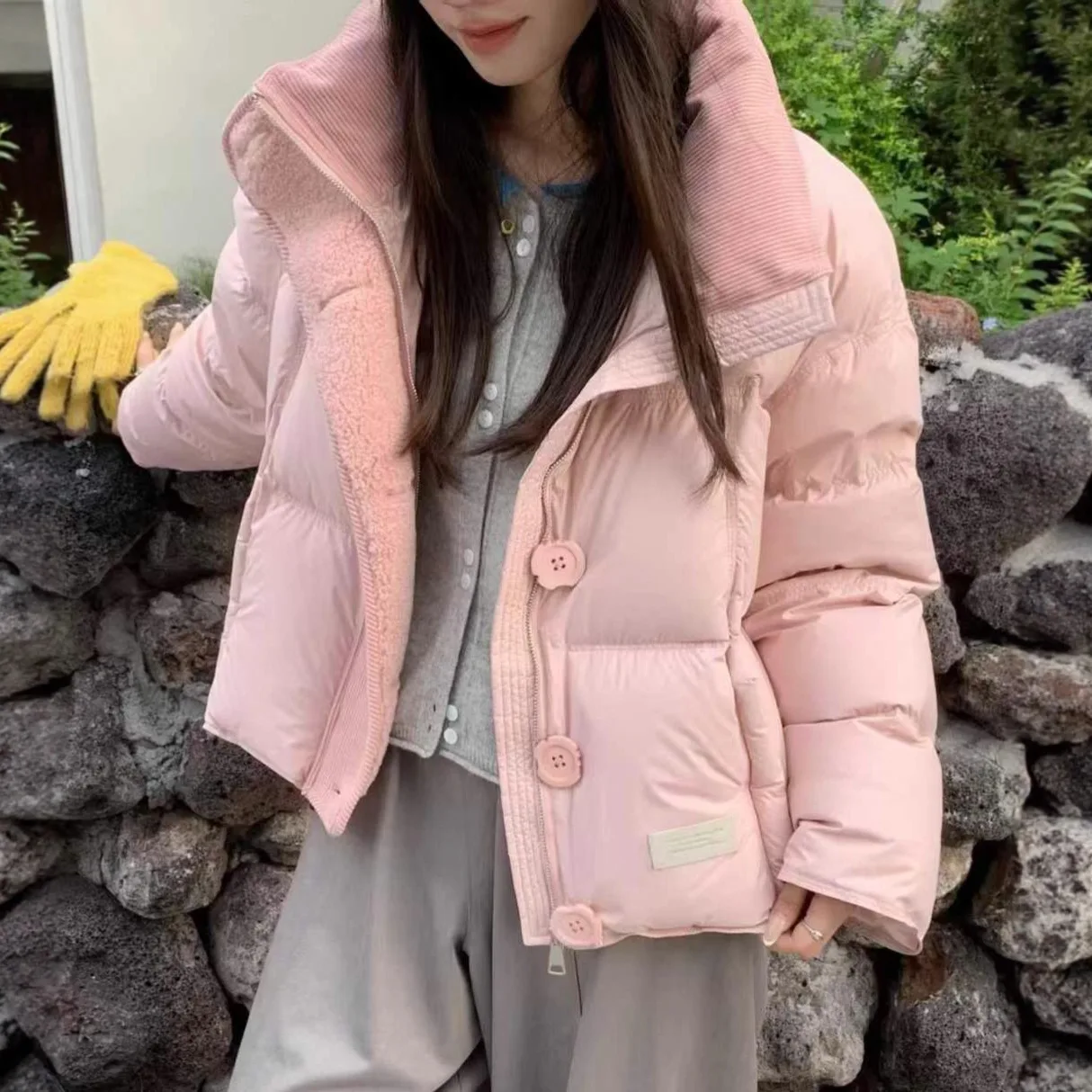 الشتاء قصيرة رقيق الصلبة الوقوف طوق أسفل سترة الإناث رشاقته الدافئة نفخة السترات النساء الأبيض بطة أسفل سستة باركر أبلى