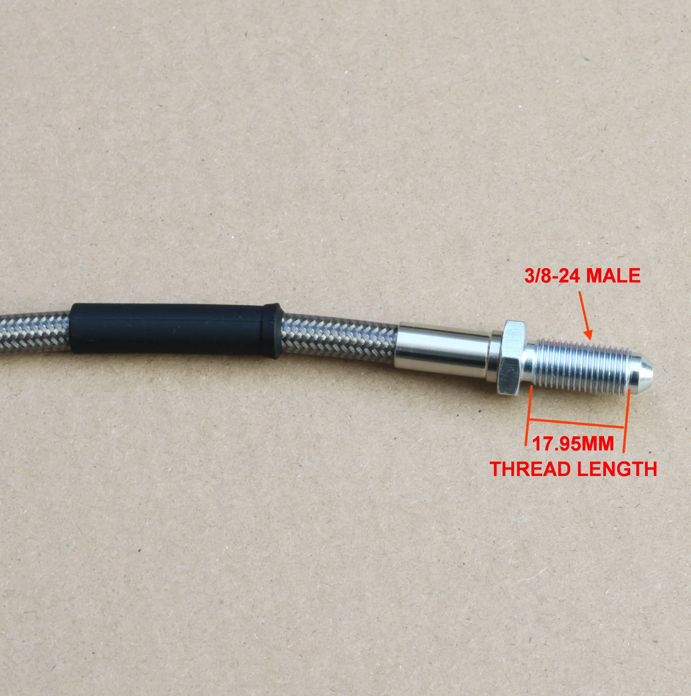 3/8-24 Male Long Thread AN3 Braided PTFE Line Hydraulic Brake Hose