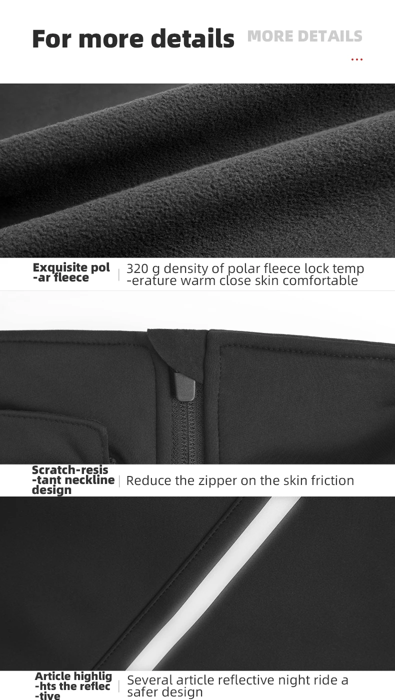ROCKBROS Fahrrad Jacke Winter Radfahren Kleidung Thermische Fleece Langarm Radfahren Bike Kleidung Wärmer Winddicht Sportswear – Detail 12