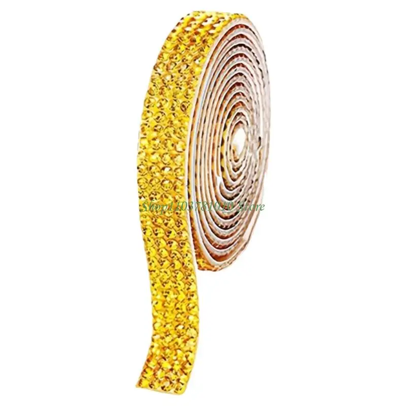 U55D Sparkling Rhinestones Ribbon 1Yard Per Roll Crystal Ribbon Roll Adhesive Rhinestones Ribbon for Wedding Cake Decoration