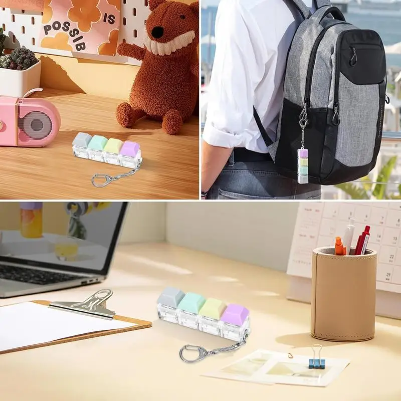 Stress Relief Keyboard Switch Tester, 4 Switches with Carabiner,  Fidget Toy for Adults, Fun Typing Experience for Kids view 3