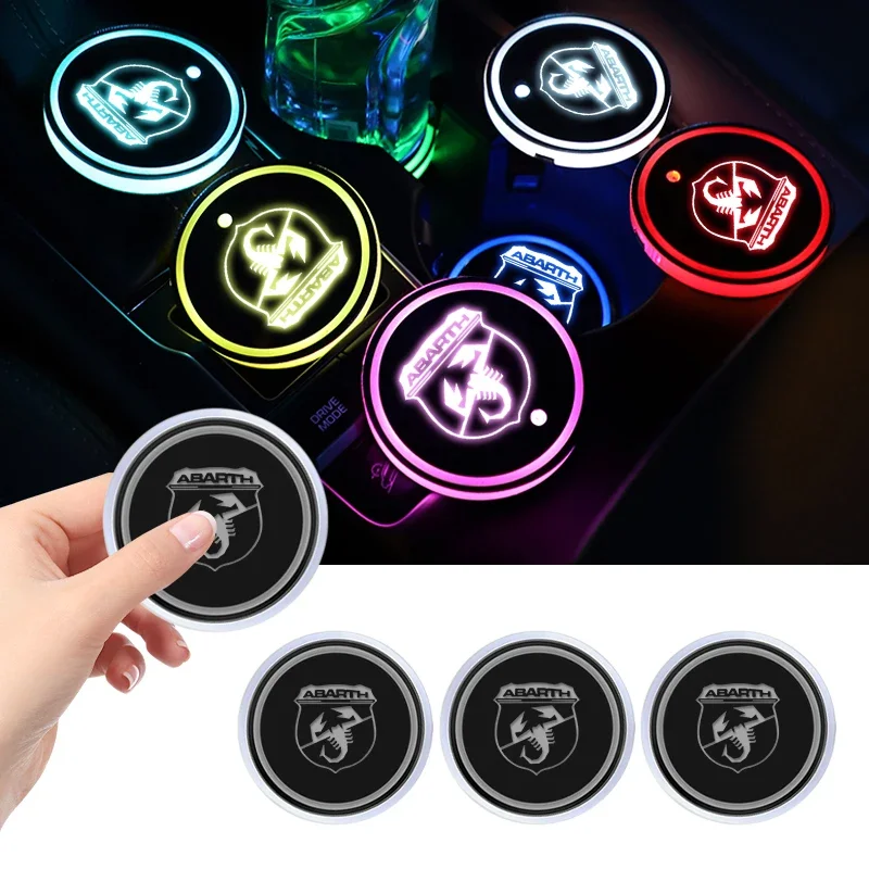 

Car Logo Color Intelligent Luminous Water Cup Mat For Abarth Punto 124 125 500 Stilo Ducato Freemont 600 Panda Siena Accessories