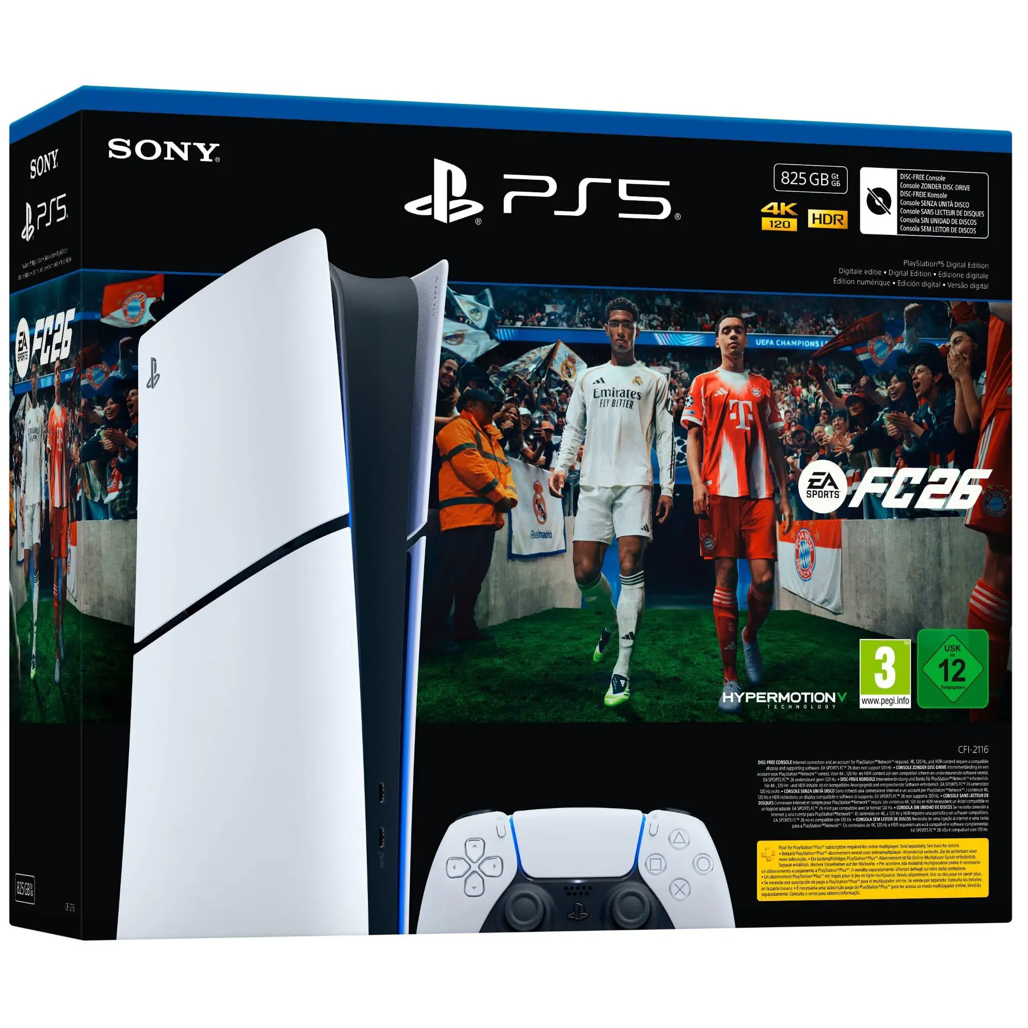 PlayStation 5 Slim Digital Edition Chasis E 825GB Console with EA Sports FC 26, features SSD storage for fast loading, designed for optimal 4K gaming and enhanced audio with Tempest 3D AudioTech. #1