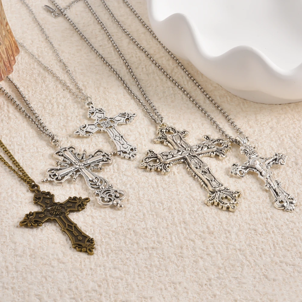 Classic Religion Jesus Faith Cross Charms Chain Necklaces чокер  For Women Choker Collares Mujer Party Gift Jewelry Making
