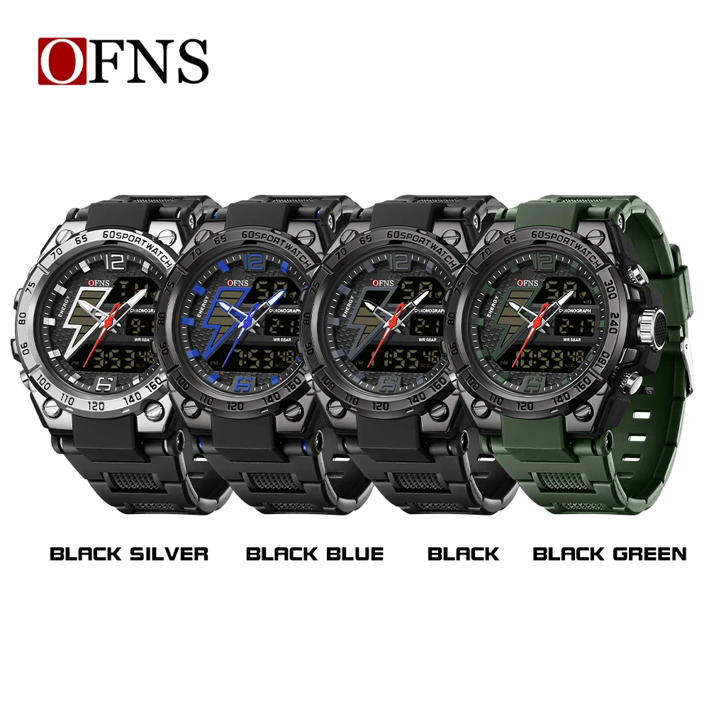 OFNS Top Brand Men\'s LED Digital Wrist Watches Military Waterproof Outdoor Sports Chronograph Electronic Analog Quartz Clock