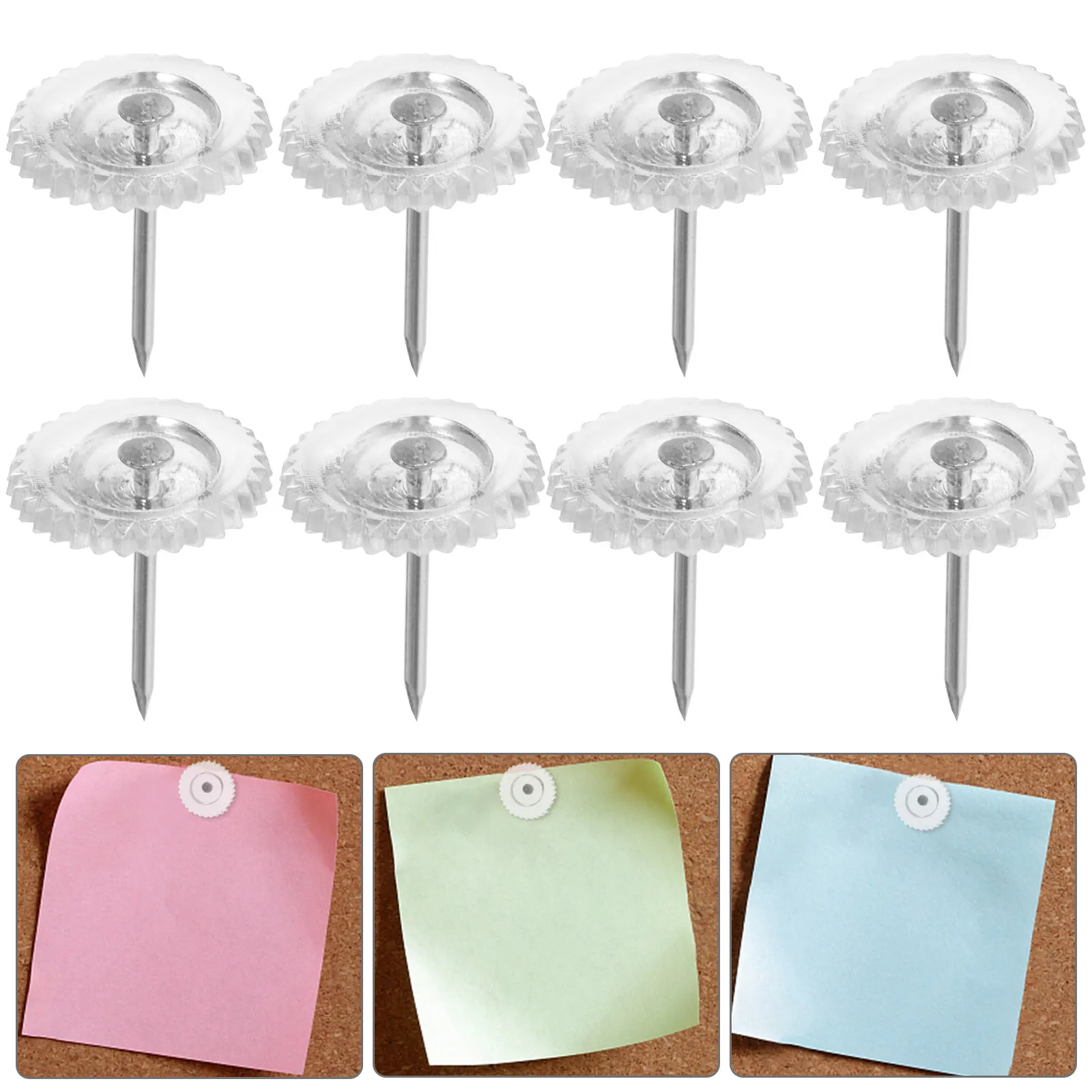 

100Pcs Clear Plastic Thumbtacks Transparent Pushpins for Bulletin Board Map Markers Photo Wall Decoration Office Home Use