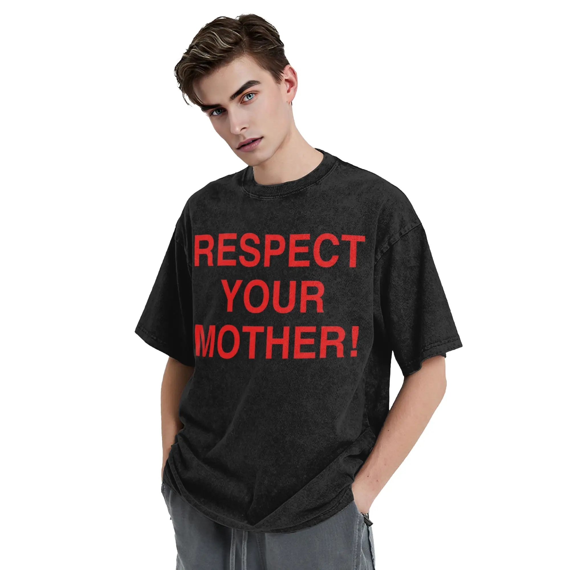 Respect Your Mother Harrys Styles Washed T Shirt Streetwear  Vintage T-Shirts Tees Men Women 100% Cotton Street Graphic Printed