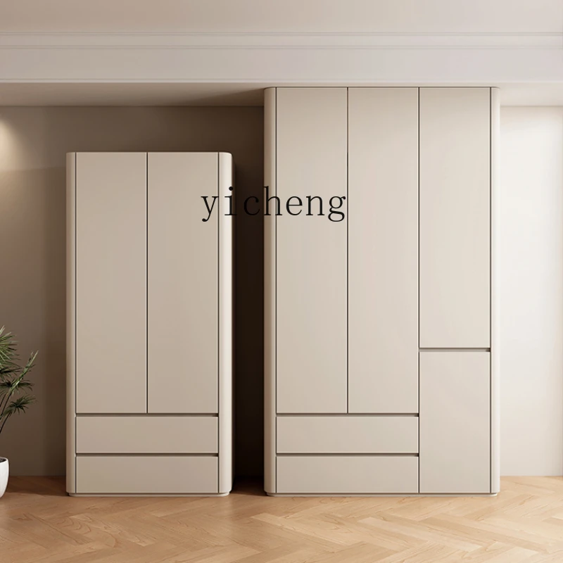 

Xl Solid Wood Wardrobe Household Bedroom Wardrobe Internet Celebrity Sectional Cabinet Door to Top Rounded Corner