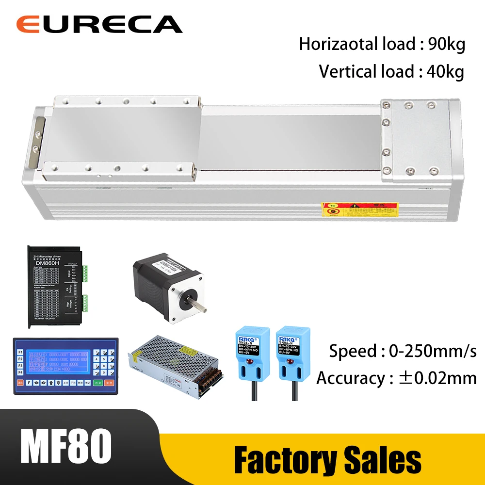 Fully Enclosed Linear Slide Module Built in Steel Belt Cantilever Cross 1605 Ball Screw XY Work Table Stage 80mm Width
