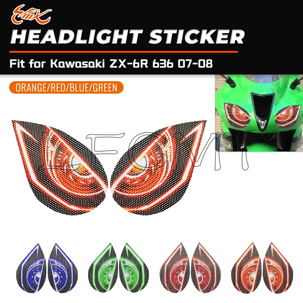 

Fit For Kawasaki Ninja ZX-6R 636 ZX6R 2007 2008 Motorcycle Headlight Film Decals Head Light Guard Protection Stickers