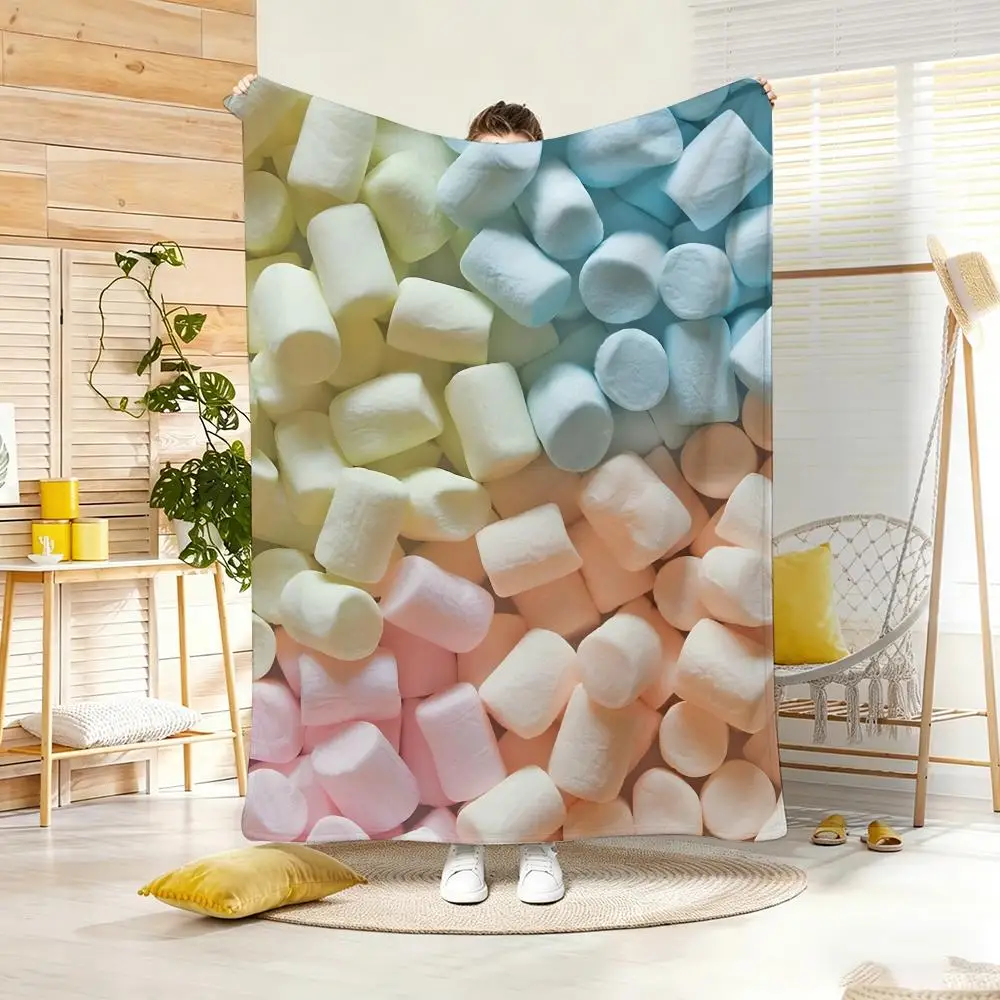Pastel Marshmallow Dessert Throw Lightweight  Flannel Blanket Soft Skin-friendly for Summer Cooling view 2