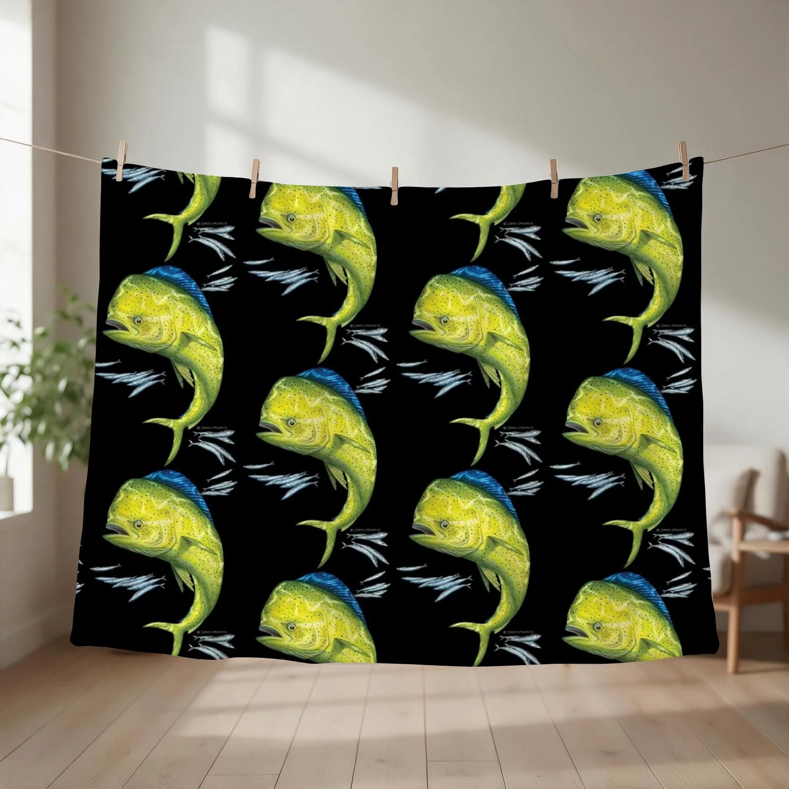 Mahi Mahi and baitfish Throw Blanket Cute Plaid Blankets For Sofas Single warm for winter Blankets