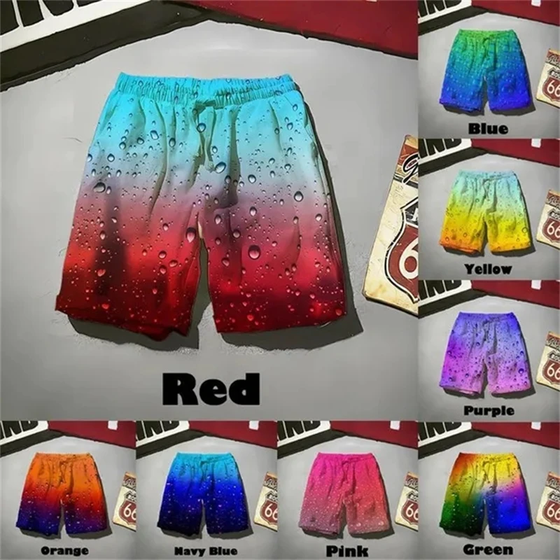 Estate nuova goccia d'acqua pantaloncini stampati in 3d moda divertente gradiente colorato spiaggia pantaloni corti pantaloncini da bagno uomo Hombre Ropa a buon mercato