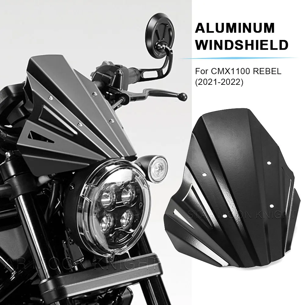 

Motorcycle Windshield Accessories For HONDA CMX 1100 CMX1100 REBEL 2021 2022- Windscreen Fairing Aluminum Wind Shield Deflector