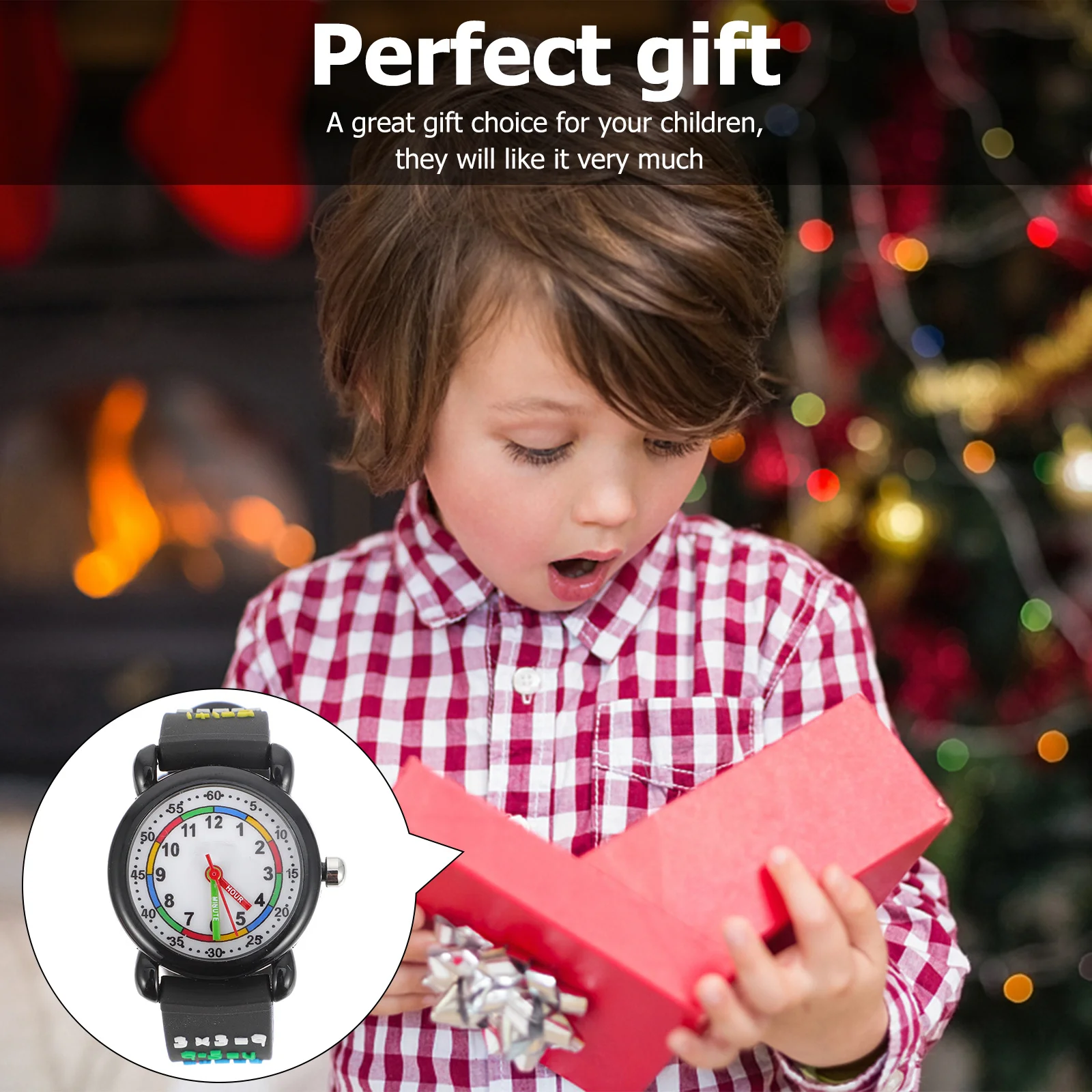 ساعة كرتونية خفيفة الوزن مقاومة للماء بتصميم ثلاثي الأبعاد لحفلات أعياد الميلاد وعيد الميلاد وحفلات الطلاب